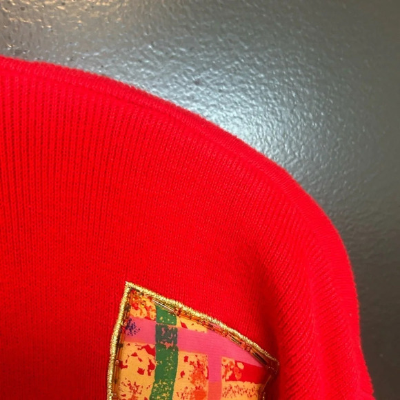 I.B Diffusion vintage cardigan M patchwork is crazy! Oversized and shoulder pads - Picture 10 of 13